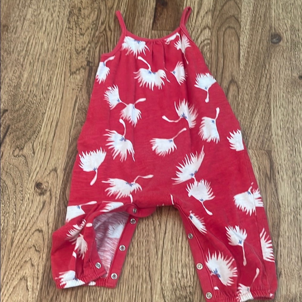 Red Kids Romper with White Print